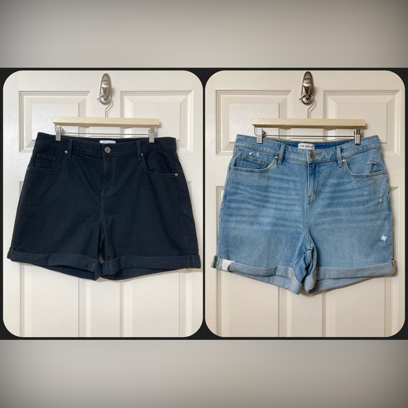 Bundle of Lane Bryant Mid Rise Boyfriend Black Light Wash Jean Shorts 14 Denim - Picture 1 of 16